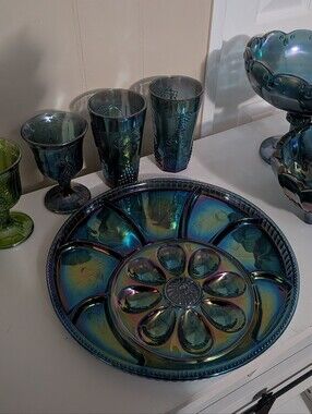 Assortment Of Carnival Glass Pieces